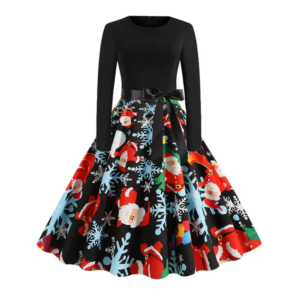 2021 Hot Sale Christmas Dress New Style Long Sleeve Round Neck Fashion Print Big Swing Dress 
2021 Hot Sale Christmas Dress New Style Long Sleeve Round Neck Fashion Print Big Swing Dress