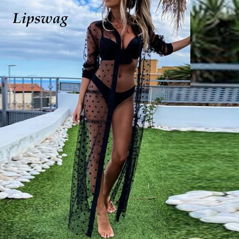 2021 Women See-Through Bikini Cover-up Sexy Female Polka Dot Mesh Coat Tops Clothing Casual Summer Button Long Beach Shirt Tunic
2021 Women See-Through Bikini Cover-up Sexy Female Polka Dot Mesh Coat Tops Clothing Casual Summer Button Long Beach Shirt Tunic