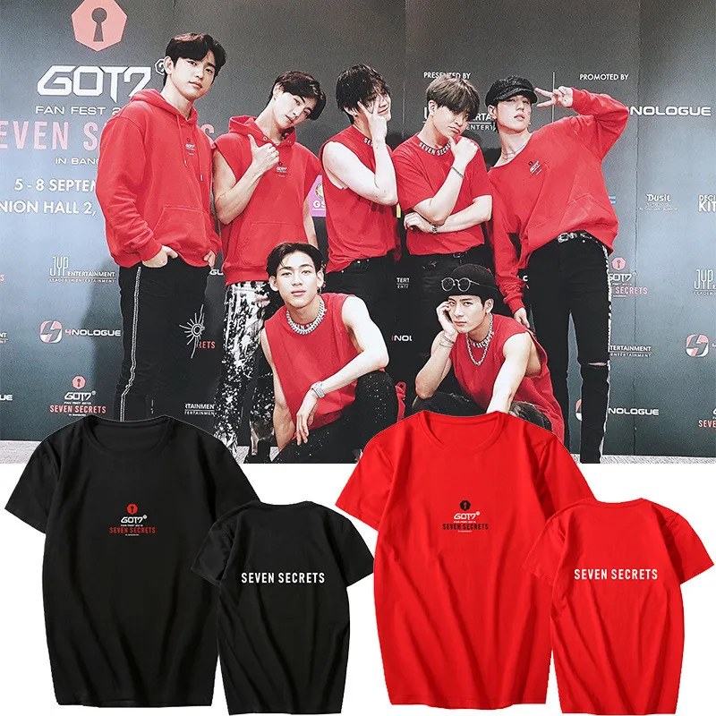 Летний стиль GOT7 SEVEN SECRETS Tour футболка с круглым вырезом и короткими рукавами Kpop