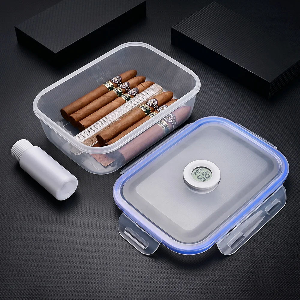 CIGARLOONG сигара Humidor баночка пластиковая прозрачная большая Вмещает 15-20 сигары Humidor коробка с гигрометром увлажнителя
CIGARLOONG сигара Humidor баночка пластиковая прозрачная большая Вмещает 15-20 сигары Humidor коробка с гигрометром увлажнителя