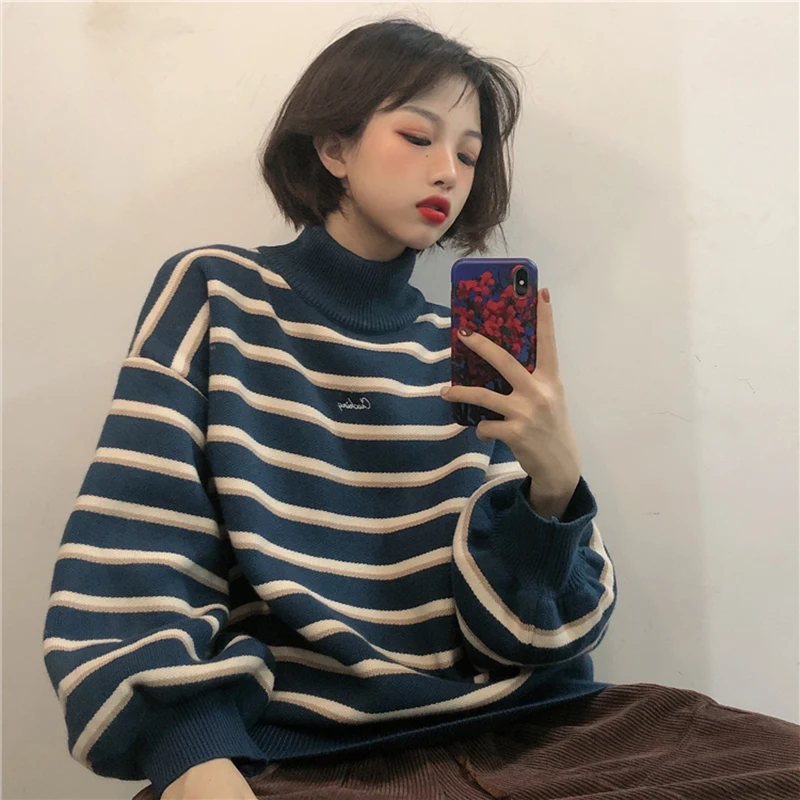 Winter Retro Pullovers Sweaters Korean turtleneck sweater Loose Harajuku Women's Casual sweater jumper top drop shipping
Winter Retro Pullovers Sweaters Korean turtleneck sweater Loose Harajuku Women's Casual sweater jumper top drop shipping
