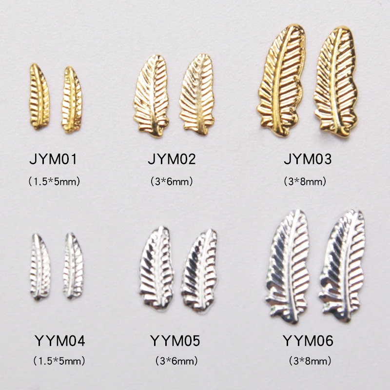 100Pcs Beauty Nail Art Decoration Gold Silver Feather 3D Metal Accessories Stylism Nail Design Tools
100Pcs Beauty Nail Art Decoration Gold Silver Feather 3D Metal Accessories Stylism Nail Design Tools