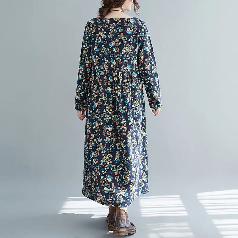 Women Cotton Linen Long Dress New Arrival 2020 Autumn Vintage Style Floral Print Loose Ladies A-line Casual Dresses S2138
Women Cotton Linen Long Dress New Arrival 2020 Autumn Vintage Style Floral Print Loose Ladies A-line Casual Dresses S2138