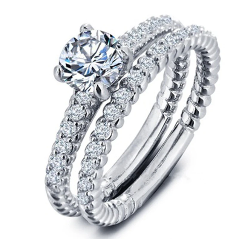 2 pcs/set BAOSHINA Luxury Inlaid White Crystal Ring Set For Women Party Anniversary Wedding Couple Rings Jewelry Accessories
2 pcs/set BAOSHINA Luxury Inlaid White Crystal Ring Set For Women Party Anniversary Wedding Couple Rings Jewelry Accessories