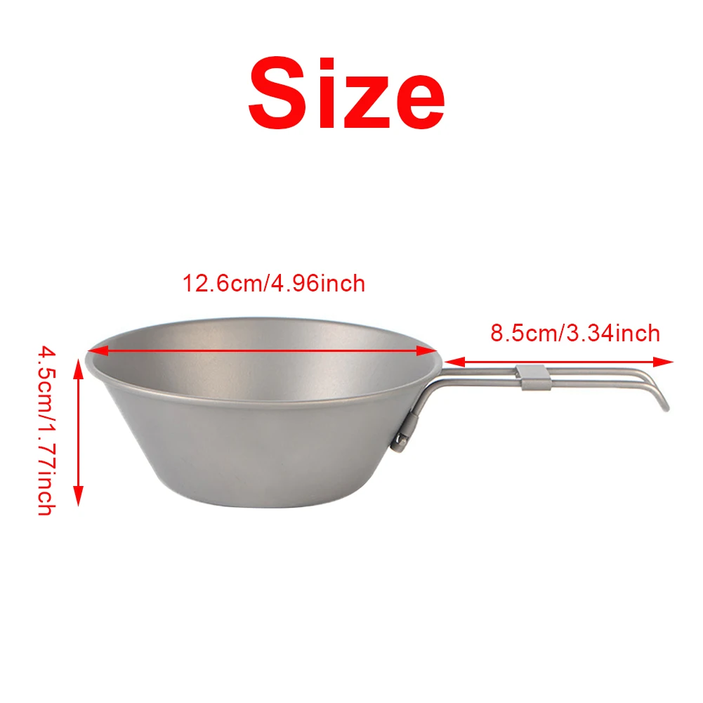 300ml Titanium Bowl with Foldable Handle for Outdoor Camping Supplies Hiking Backpacking Picnic Stainless Steel Bowl Tableware
300ml Titanium Bowl with Foldable Handle for Outdoor Camping Supplies Hiking Backpacking Picnic Stainless Steel Bowl Tableware