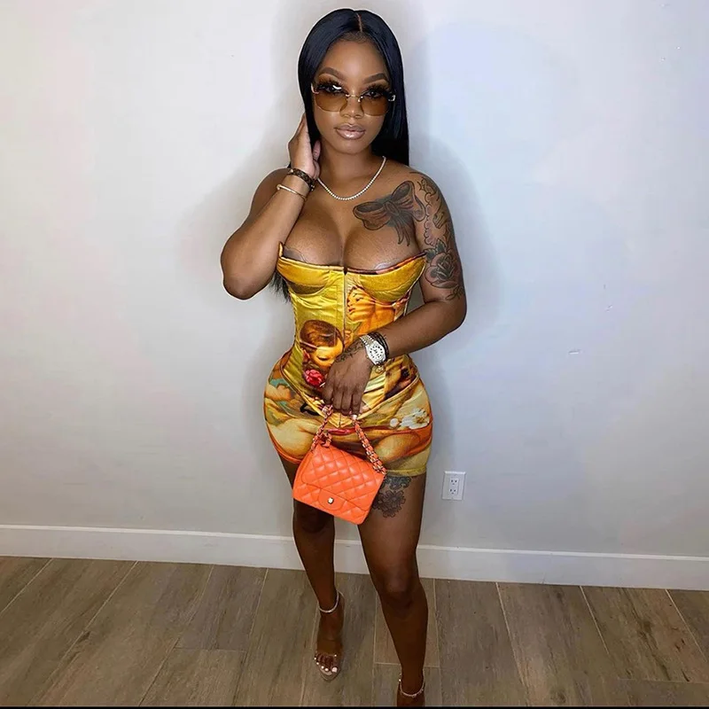 Sexy Print Women Two Piece Set Skinny Strapless Shirt And Mini Dress Streetwear Party Night Clubwear Summer Clothes For Women
Sexy Print Women Two Piece Set Skinny Strapless Shirt And Mini Dress Streetwear Party Night Clubwear Summer Clothes For Women