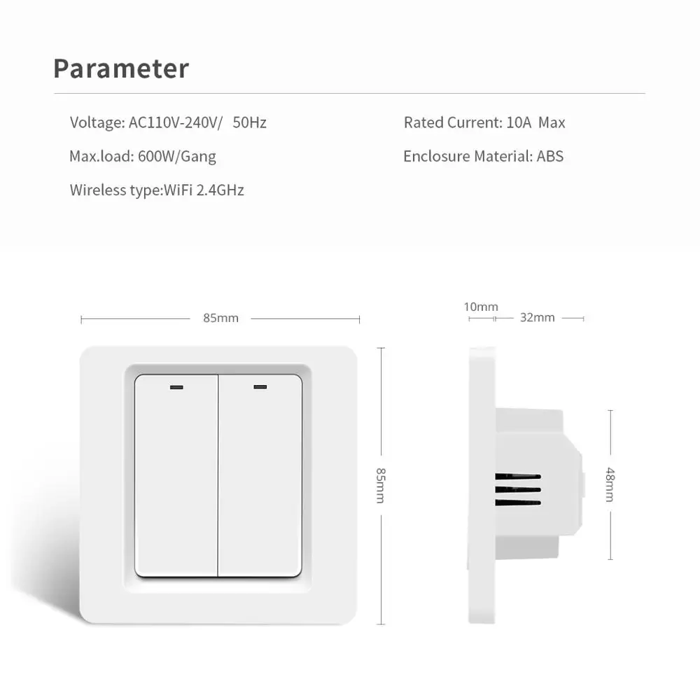 

Apple Homekit Neutral Needed WiFi EU Standard Smart Switch Push Button Interruptor Smart Home Light Switches 1/2/3 Gang 1 Way