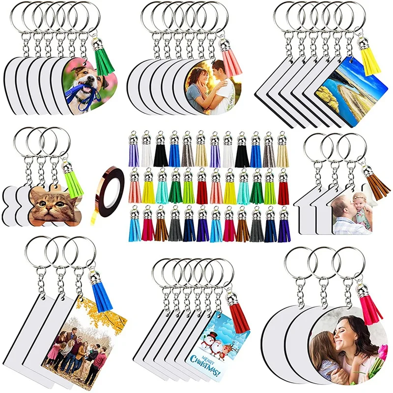 181 Pieces of Sublimation Blank,8 Shapes Sublimation Blank Sets, Tassel Keychain Ring, Suitable for DIY Craftsmanship
181 Pieces of Sublimation Blank,8 Shapes Sublimation Blank Sets, Tassel Keychain Ring, Suitable for DIY Craftsmanship