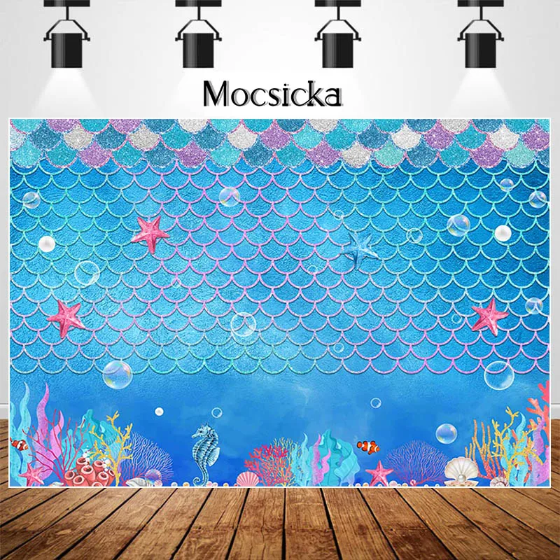 MOCSICKA Under The Sea Backdrop Little Mermaid Scales Photography Background Under The Sea Ocean Birthday Party Backdrops Banner
MOCSICKA Under The Sea Backdrop Little Mermaid Scales Photography Background Under The Sea Ocean Birthday Party Backdrops Banner