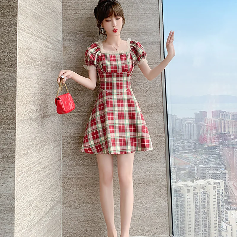 JMPR Vintage Women Plaid Dress Temperament Summer Short Sleeve High Waist A Line Party Mini Dress Elegant Lace Patchwork Vestido
JMPR Vintage Women Plaid Dress Temperament Summer Short Sleeve High Waist A Line Party Mini Dress Elegant Lace Patchwork Vestido