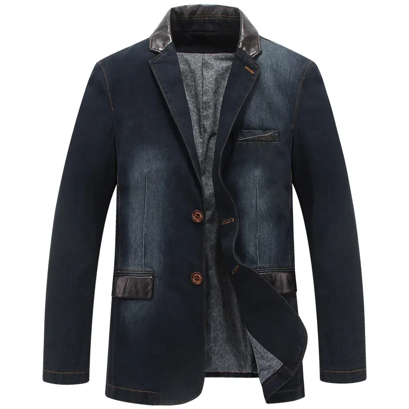 Men Brand Tace & Shark Leather Spliced Denim Blazer Masculino Jeans Suit Coat Puls Size 4XL Spring Autumn Homens Blazer Jacket
Men Brand Tace & Shark Leather Spliced Denim Blazer Masculino Jeans Suit Coat Puls Size 4XL Spring Autumn Homens Blazer Jacket