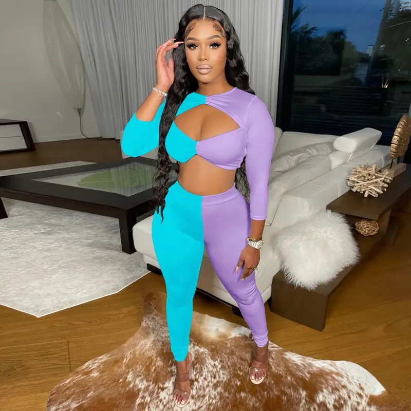 Sexy Spliced 2 Piece Set Long Sleeve Hollow Out Crop Top and Sweatpants Streetwear Pants Sets for Women Fall Clothes
Sexy Spliced 2 Piece Set Long Sleeve Hollow Out Crop Top and Sweatpants Streetwear Pants Sets for Women Fall Clothes