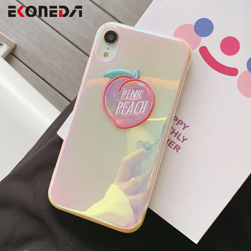 EKONEDA Laser Ice-cream Peach Case For iPhone 11 Pro Max X XS XR 7 6 6S 8 Plus Silicone Soft Cover | Мобильные телефоны и