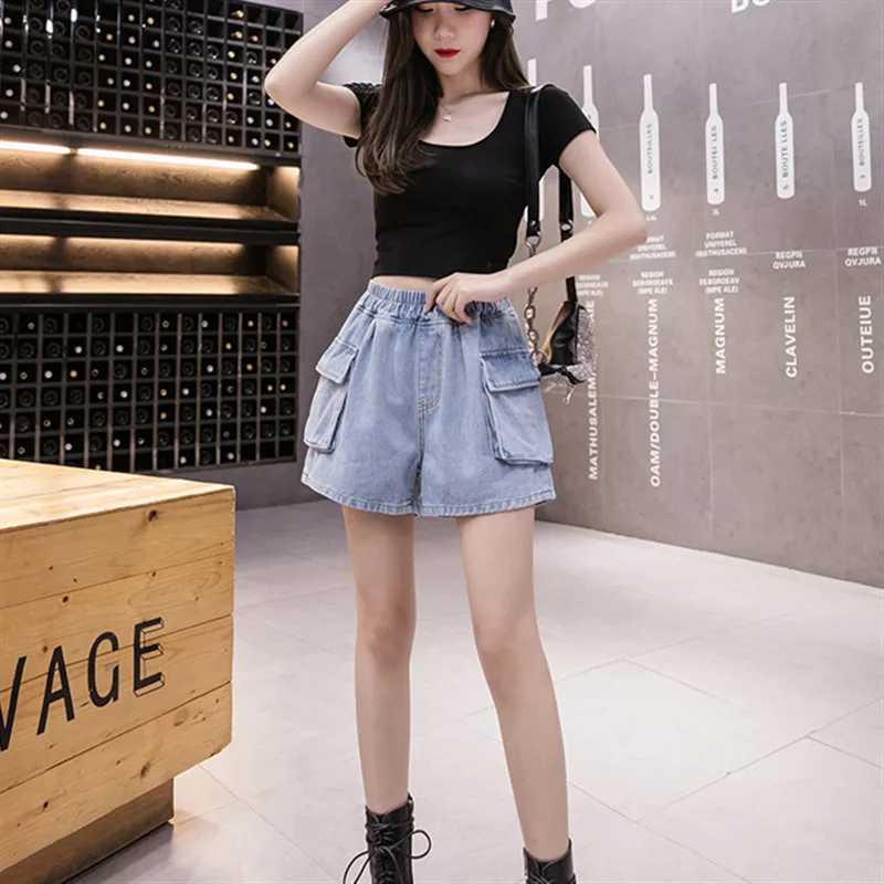 POUNGDUDU 2021 Summer Women's Denim Shorts For Girl 100KG Plus Size Pants Jean Female Pockets High-Waist Elastic Loose Sweetown
POUNGDUDU 2021 Summer Women's Denim Shorts For Girl 100KG Plus Size Pants Jean Female Pockets High-Waist Elastic Loose Sweetown