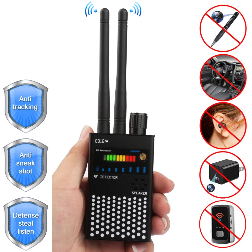 Antenna Track Anti- Spy GPS RF Signal Detector RF Tracke GSM Audio Bug Finder Security Alarm Anti Candid Camera Detector
Antenna Track Anti- Spy GPS RF Signal Detector RF Tracke GSM Audio Bug Finder Security Alarm Anti Candid Camera Detector