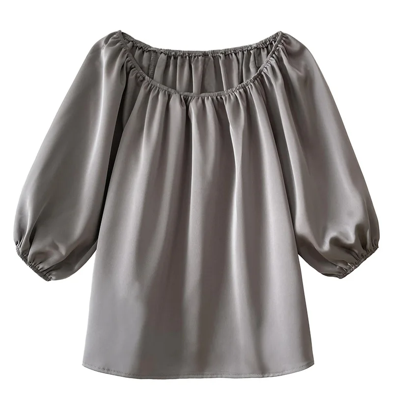 Yeeloca French Design Minority Satin Shirt Women's Summer Solid Slash Neck Blousers Casual Fashion Bubble Sleeve Top
Yeeloca French Design Minority Satin Shirt Women's Summer Solid Slash Neck Blousers Casual Fashion Bubble Sleeve Top