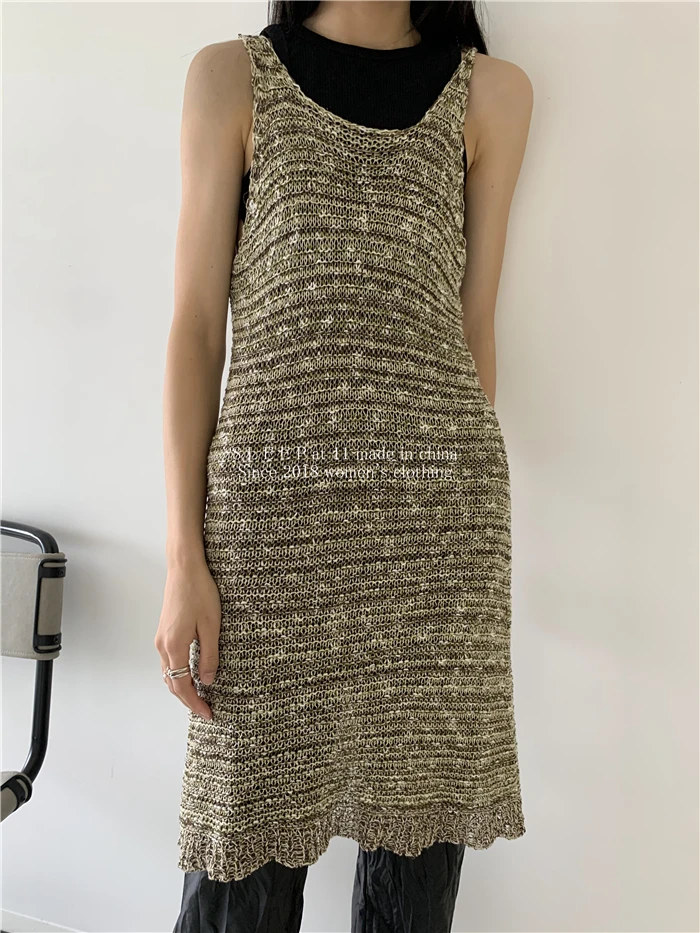 Matching Partner Slimming Mixed Color Sleeveless Knitted Dress
Matching Partner Slimming Mixed Color Sleeveless Knitted Dress