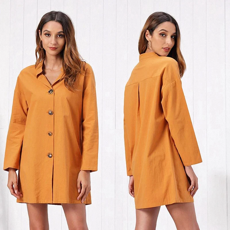 Женские свободные платья с отложным воротником, повседневные женские офисные платья-рубашки, платья с длинными рукавами на пуговицах
Женские свободные платья с отложным воротником, повседневные женские офисные платья-рубашки, платья с длинными рукавами на пуговицах