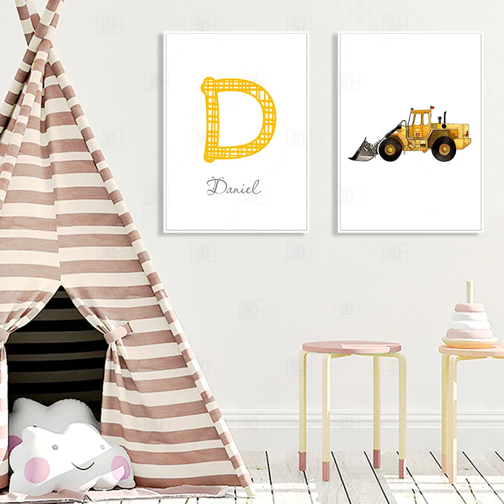 Personalized Boy's Name Custom Poster Baby Dump Truck Excavator Canvas Painting Nursery Prints Wall Pictures For Kids Room
Personalized Boy's Name Custom Poster Baby Dump Truck Excavator Canvas Painting Nursery Prints Wall Pictures For Kids Room