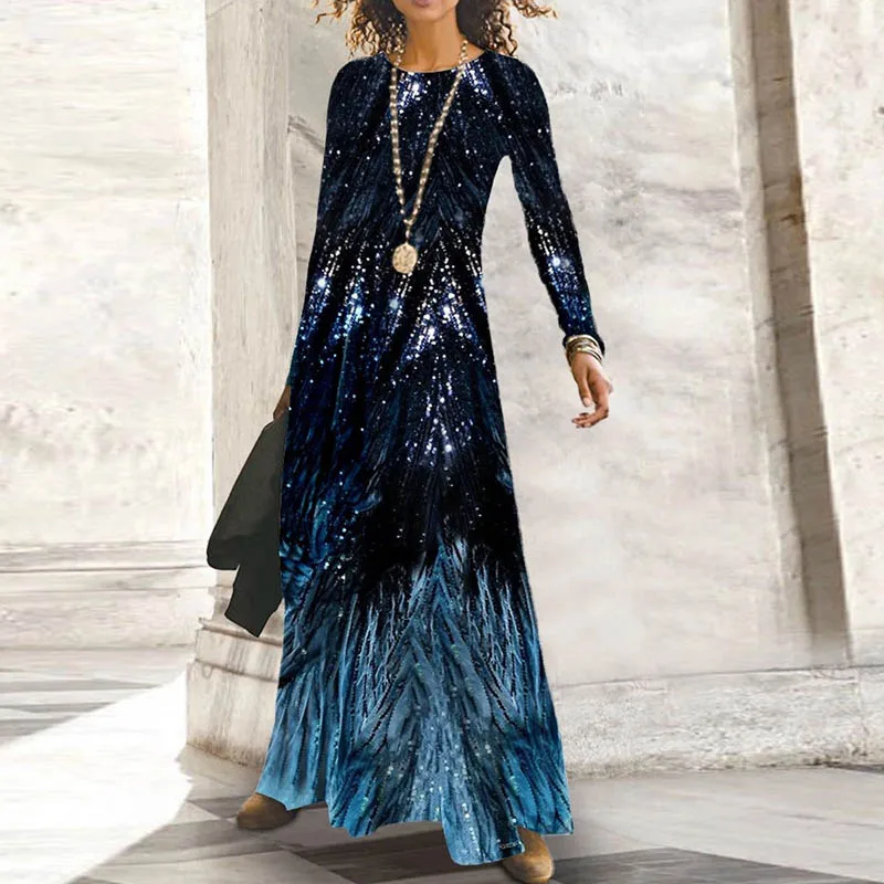 Fashion Loose Women Dress New Autumn O Neck Long-sleeved Ladies Maxi Dress Vintage Printed Casual Elegant Female Party Dresses
Fashion Loose Women Dress New Autumn O Neck Long-sleeved Ladies Maxi Dress Vintage Printed Casual Elegant Female Party Dresses