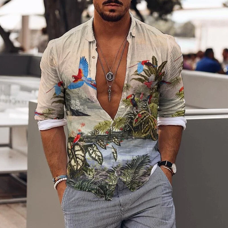 Vintage Print Slim Shirt For Men Spring Autumn Long Sleeve Turn-down Collar Shirts Casual Men's Buttoned Tops Fashion Streetwear
Vintage Print Slim Shirt For Men Spring Autumn Long Sleeve Turn-down Collar Shirts Casual Men's Buttoned Tops Fashion Streetwear