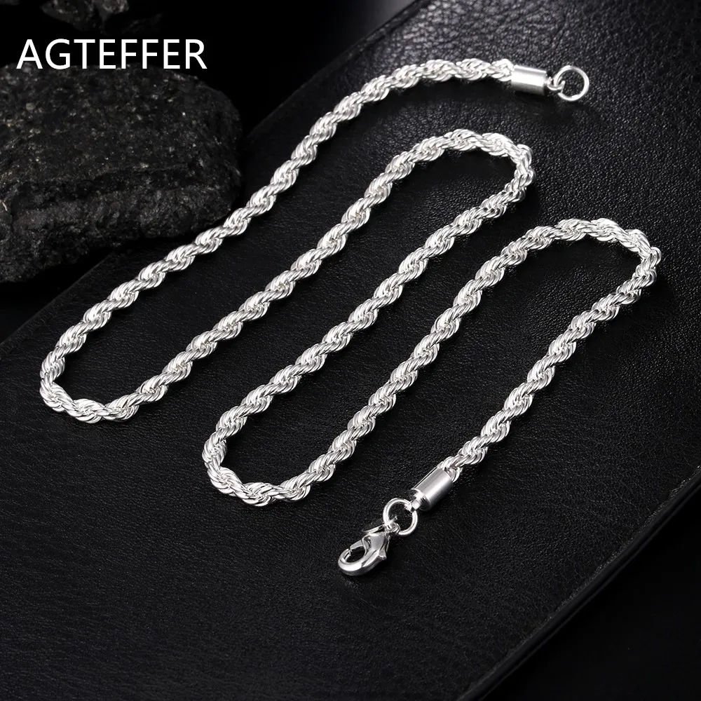 AGTEFFER 925 Sterling Silver 16/18/20/22/24 Inch 4mm Twisted Rope Chain Necklace For Women Man Fashion Wedding Charm Jewelry
AGTEFFER 925 Sterling Silver 16/18/20/22/24 Inch 4mm Twisted Rope Chain Necklace For Women Man Fashion Wedding Charm Jewelry
