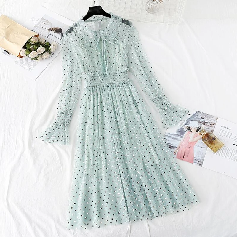 Polka Dot Print Women Dress 2-piece set 2020 Spring Summer Vintage Sweet Mesh Dresses Long sleeve Party Dress Robe Femme Vestido
Polka Dot Print Women Dress 2-piece set 2020 Spring Summer Vintage Sweet Mesh Dresses Long sleeve Party Dress Robe Femme Vestido