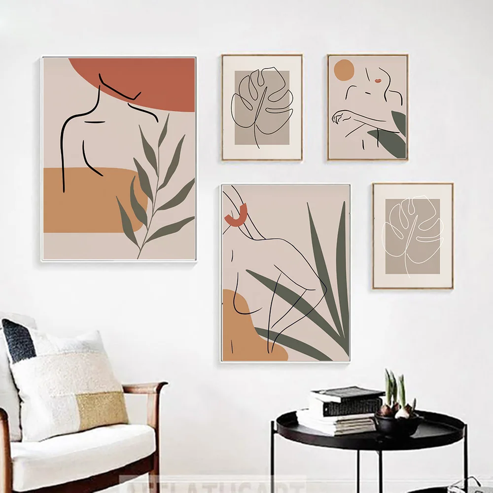 Scandinavian Style Abstract Line Woman Poster Green Leaves Decorative Picture Modern Wall Art Paintings for Living Room 
Scandinavian Style Abstract Line Woman Poster Green Leaves Decorative Picture Modern Wall Art Paintings for Living Room