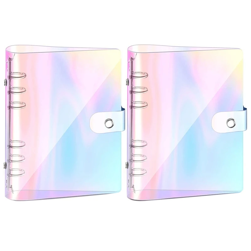 2 Pcs A6 6-Ring Rainbow Clear PVC Binder Cover Refillable Notebook Binder Protector Loose Leaf Planner Binder Cover
2 Pcs A6 6-Ring Rainbow Clear PVC Binder Cover Refillable Notebook Binder Protector Loose Leaf Planner Binder Cover