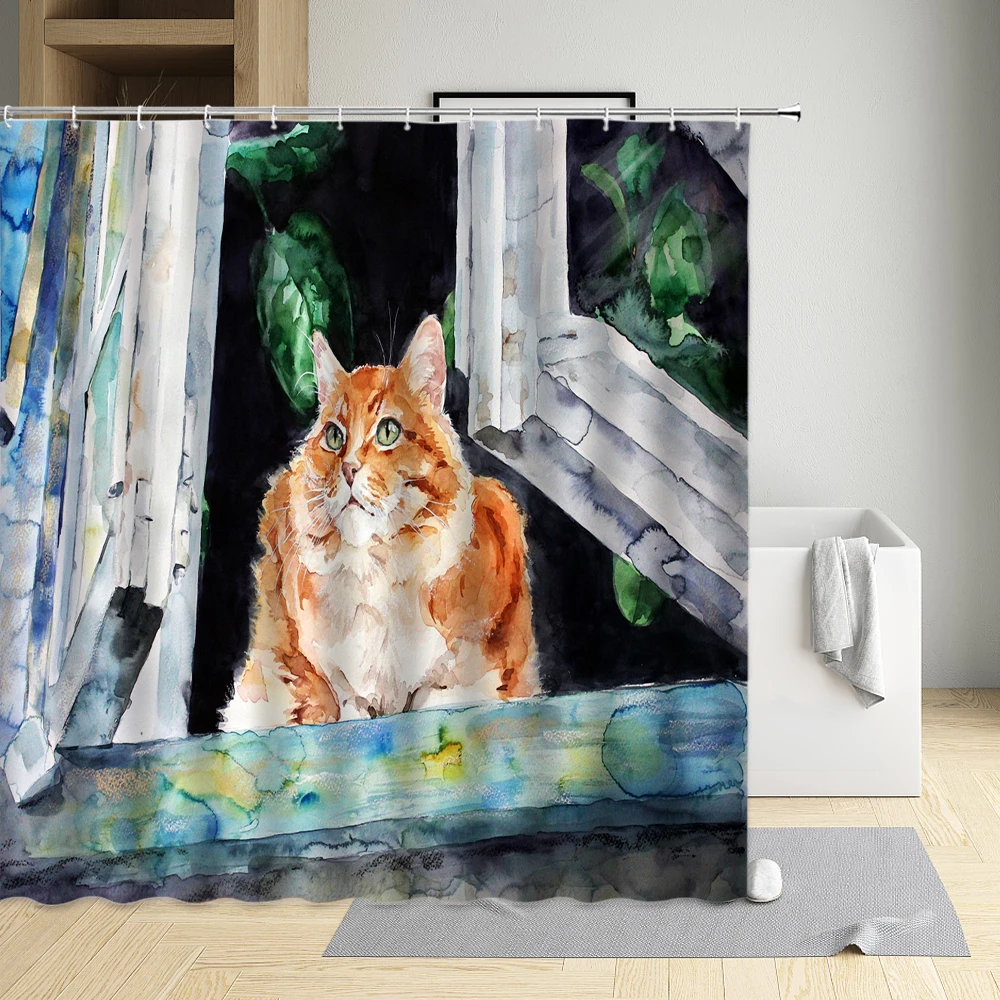 Ink Painting Animal Cat Creative Shower Curtain Washable Waterproof Cloth Bathroom Decor Bath Screen With Hooks Fabric Polyester
Ink Painting Animal Cat Creative Shower Curtain Washable Waterproof Cloth Bathroom Decor Bath Screen With Hooks Fabric Polyester