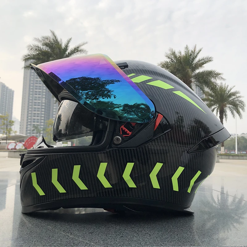 New Arrival Fluorescent Carbon Fiber Pattern Double Visor Motorcycle Helmet Full Face Motorcycle HelmetWith Inner Sun Visor
New Arrival Fluorescent Carbon Fiber Pattern Double Visor Motorcycle Helmet Full Face Motorcycle HelmetWith Inner Sun Visor