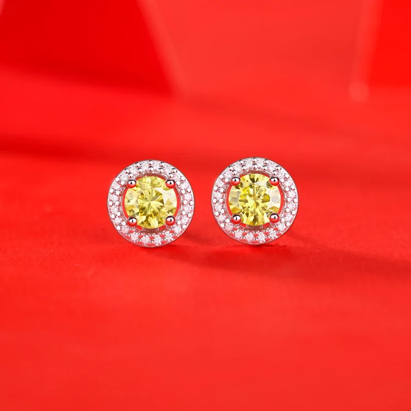 Round Yellow Moissanite Stud Earrings 1 Carat 925 Sterling Silver Shining Diamond Test Passed Stone Earrings Female Wedding Gift
Round Yellow Moissanite Stud Earrings 1 Carat 925 Sterling Silver Shining Diamond Test Passed Stone Earrings Female Wedding Gift