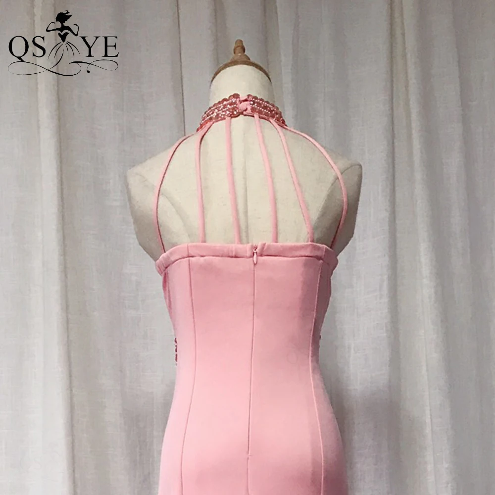 Pink Evening Dresses Halter Neck Mermaid Prom Gown Crystal Waistband Elegant Long Party Dress Elastic Formal Dress Sexy Split
Pink Evening Dresses Halter Neck Mermaid Prom Gown Crystal Waistband Elegant Long Party Dress Elastic Formal Dress Sexy Split