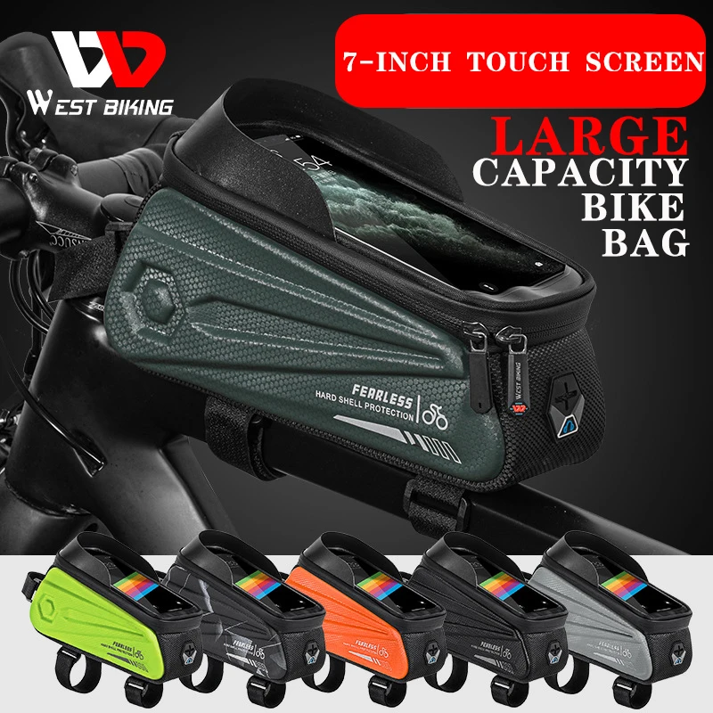 WEST BIKING Bicycle Front Frame Bag 6.0-7.2 Inch Waterproof Sensitive Touch Screen Upper Tube Package MTB Road Bike Accessories
WEST BIKING Bicycle Front Frame Bag 6.0-7.2 Inch Waterproof Sensitive Touch Screen Upper Tube Package MTB Road Bike Accessories