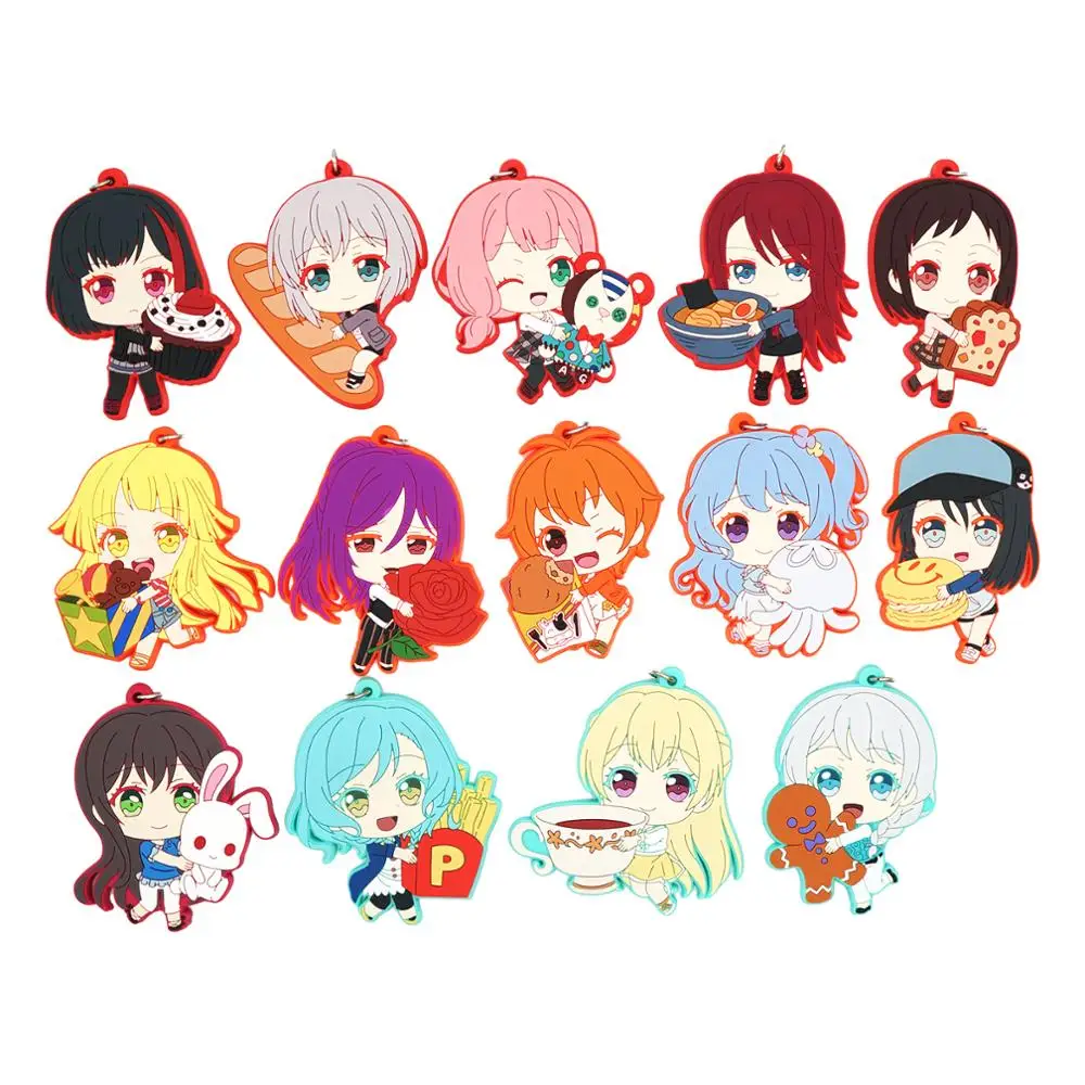 Bang Dream! Аниме игра Hikawa Hina Tsurumaki Kokoro Misaki Kanon Seta Kaoru Aoba Moca резиновый брелок|Брелоки| |
