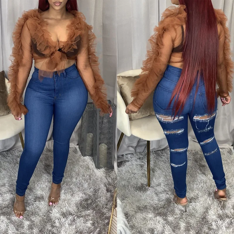 WEPBEL Jeans Women's Casual Slim Ripped Jeans Summer Fashion Solid Color Buttons High Waist Stretch Denim Pencil Pants
WEPBEL Jeans Women's Casual Slim Ripped Jeans Summer Fashion Solid Color Buttons High Waist Stretch Denim Pencil Pants