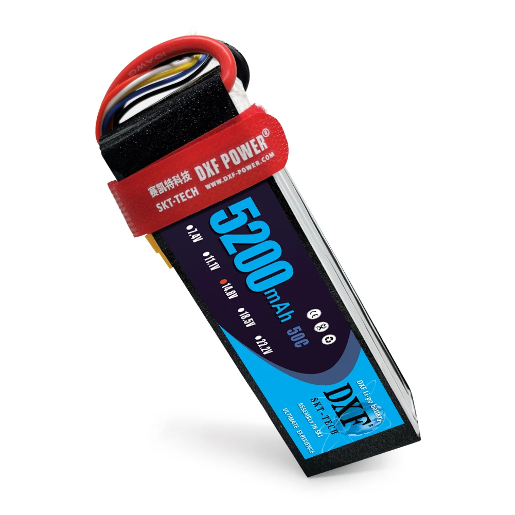 DXF Lipo Battery 4S 14.8V 5200MAH 50C MAX100C T/XT60 LiPo RC Battery For Rc Helicopter Car Boat drone truck quadcopter Traxx
DXF Lipo Battery 4S 14.8V 5200MAH 50C MAX100C T/XT60 LiPo RC Battery For Rc Helicopter Car Boat drone truck quadcopter Traxx