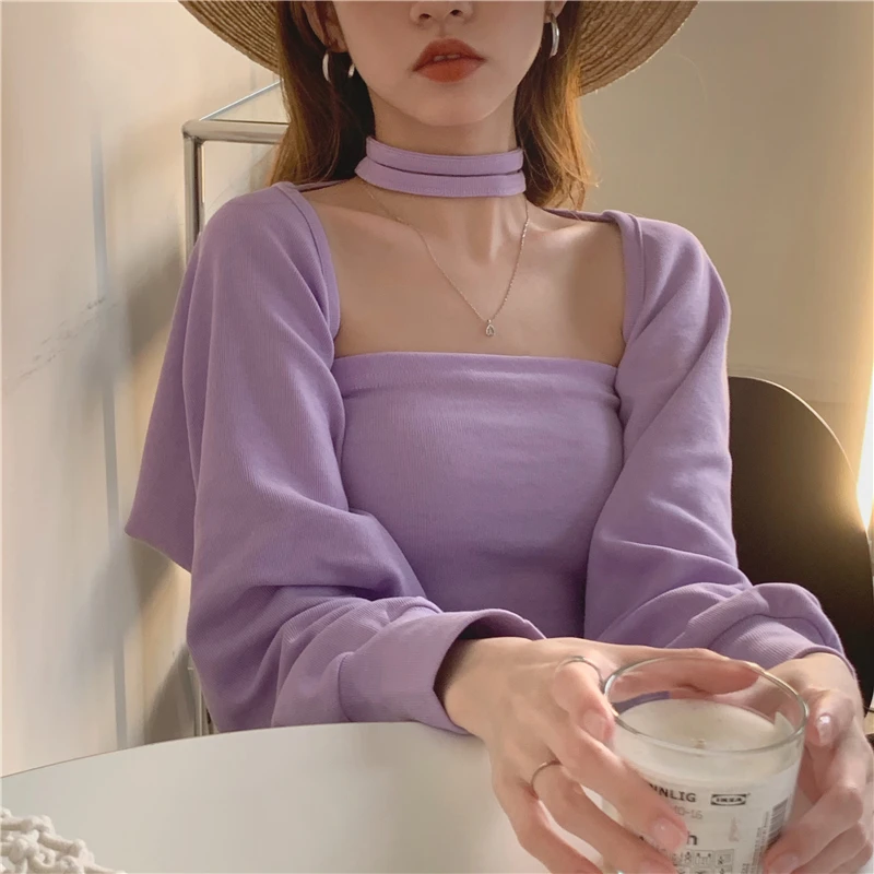 Women Fashion Sexy Casual T-shirts Two-piece Suit 2021 New Summer Women's Thin Shawl Top Tube Tops All-match Long Sleeve Tees
Women Fashion Sexy Casual T-shirts Two-piece Suit 2021 New Summer Women's Thin Shawl Top Tube Tops All-match Long Sleeve Tees