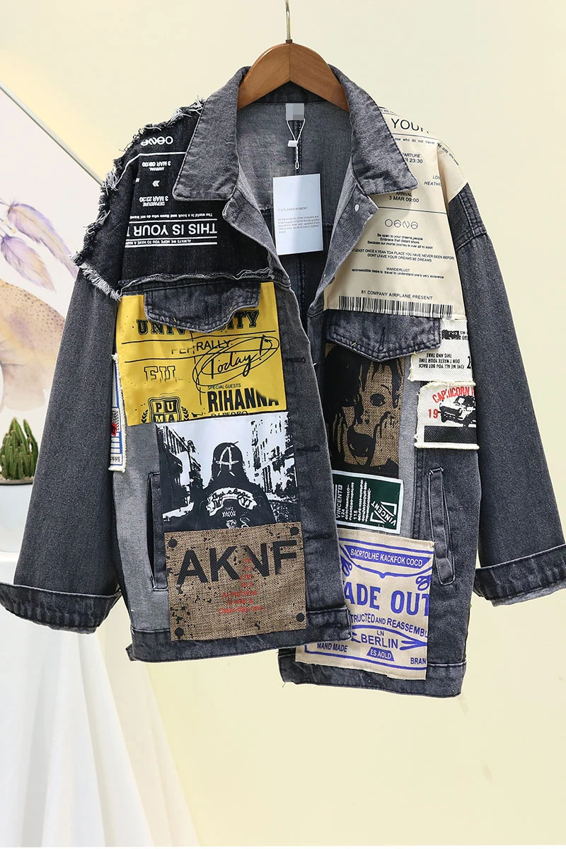 2019 Autumn Black Denim Jacket for Women Asymmetrical Loose Splicing Washing Cowboy Jean Coat Femme Student Streetwear Jackets
2019 Autumn Black Denim Jacket for Women Asymmetrical Loose Splicing Washing Cowboy Jean Coat Femme Student Streetwear Jackets