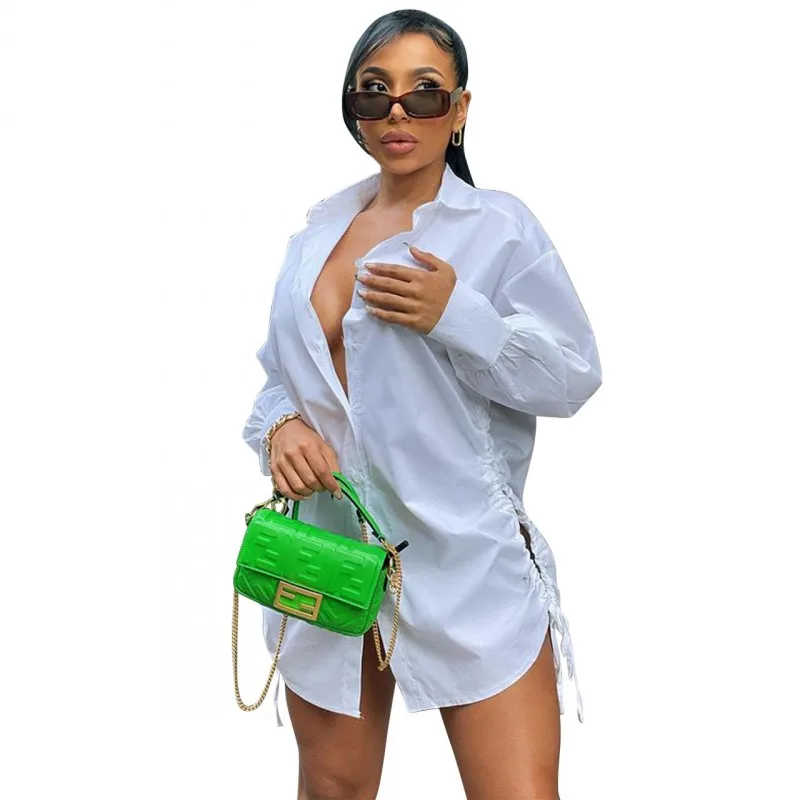African Shirt Dresses For Women Sexy Side Drawstring Hollow Out Summer New Fashion Solid Loose Casual African Blouse Short Dress
African Shirt Dresses For Women Sexy Side Drawstring Hollow Out Summer New Fashion Solid Loose Casual African Blouse Short Dress