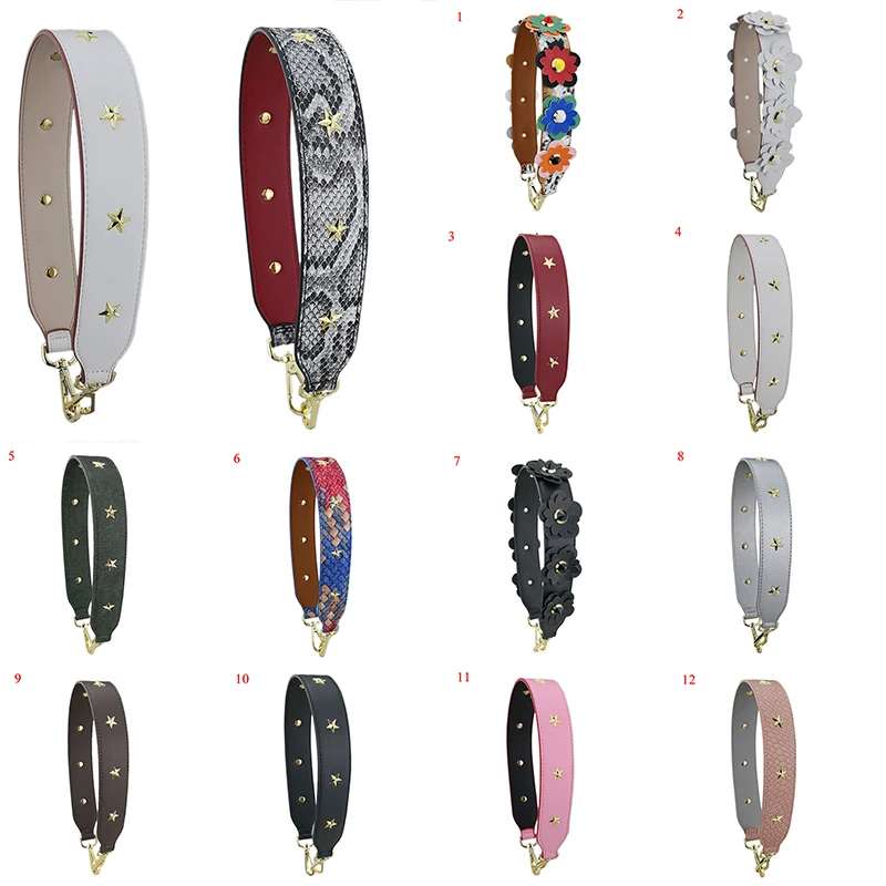 Fashion 4cm Wide Leather Flower Shoulder Bag Strap New Long Rivet pentgram Crossbody Strap Handbag Belt Colorful Bag Accessories
Fashion 4cm Wide Leather Flower Shoulder Bag Strap New Long Rivet pentgram Crossbody Strap Handbag Belt Colorful Bag Accessories