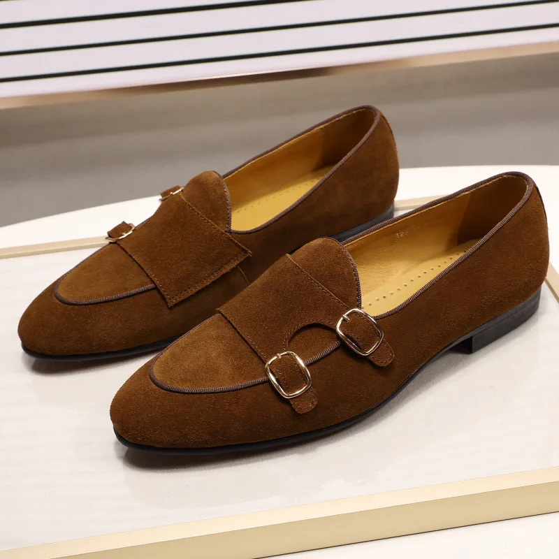 Fashion Design Suede Leather Mens Loafers Black Brown Green Casual Dress Shoes for Wedding Party Monk Strap Men Shoes Size 39-46
Fashion Design Suede Leather Mens Loafers Black Brown Green Casual Dress Shoes for Wedding Party Monk Strap Men Shoes Size 39-46
