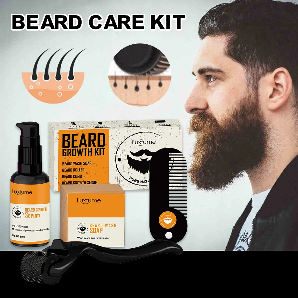 4Pcs Beard Growth Kit Beard Care with Beard Growth Serum Cleaning Soap Roller and Comb Beard Hot Gift Man Dad Boyfriend Husband
4Pcs Beard Growth Kit Beard Care with Beard Growth Serum Cleaning Soap Roller and Comb Beard Hot Gift Man Dad Boyfriend Husband
