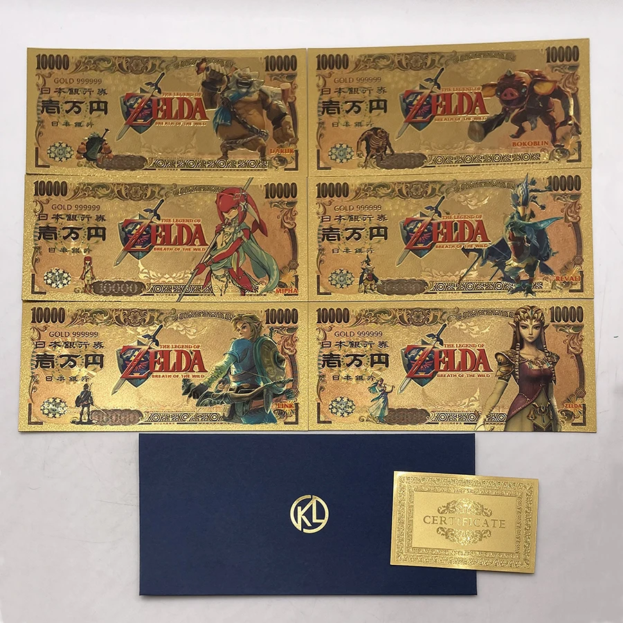 Famous game the legend of Zeldaa gold foil notes Anime Hyrule's Fantasy playing cards 10000 Yen prop money for fans collection
Famous game the legend of Zeldaa gold foil notes Anime Hyrule's Fantasy playing cards 10000 Yen prop money for fans collection