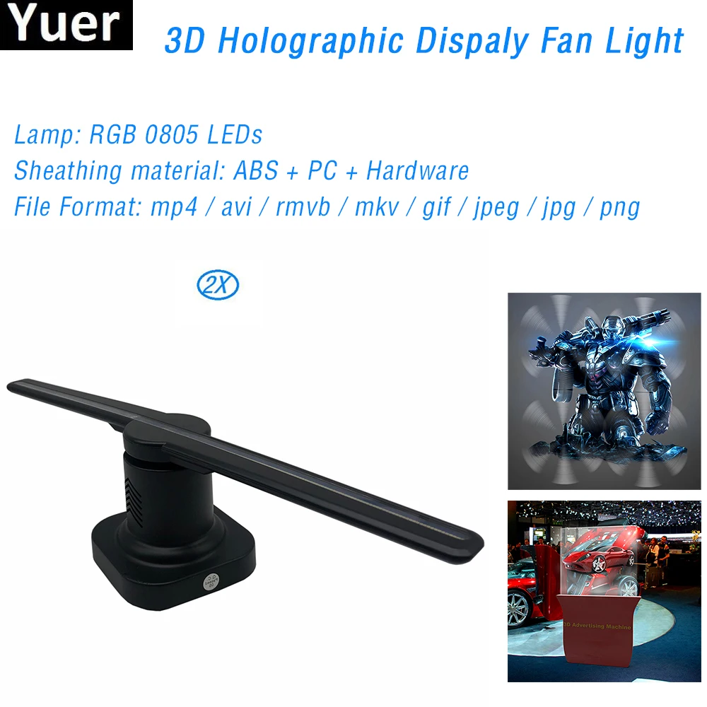 2Pcs/Lot With 8G SD Card 3D Hologram Projector Fan Hologram Player LED Display Fan Advertising Party Stage Decorations Light
2Pcs/Lot With 8G SD Card 3D Hologram Projector Fan Hologram Player LED Display Fan Advertising Party Stage Decorations Light