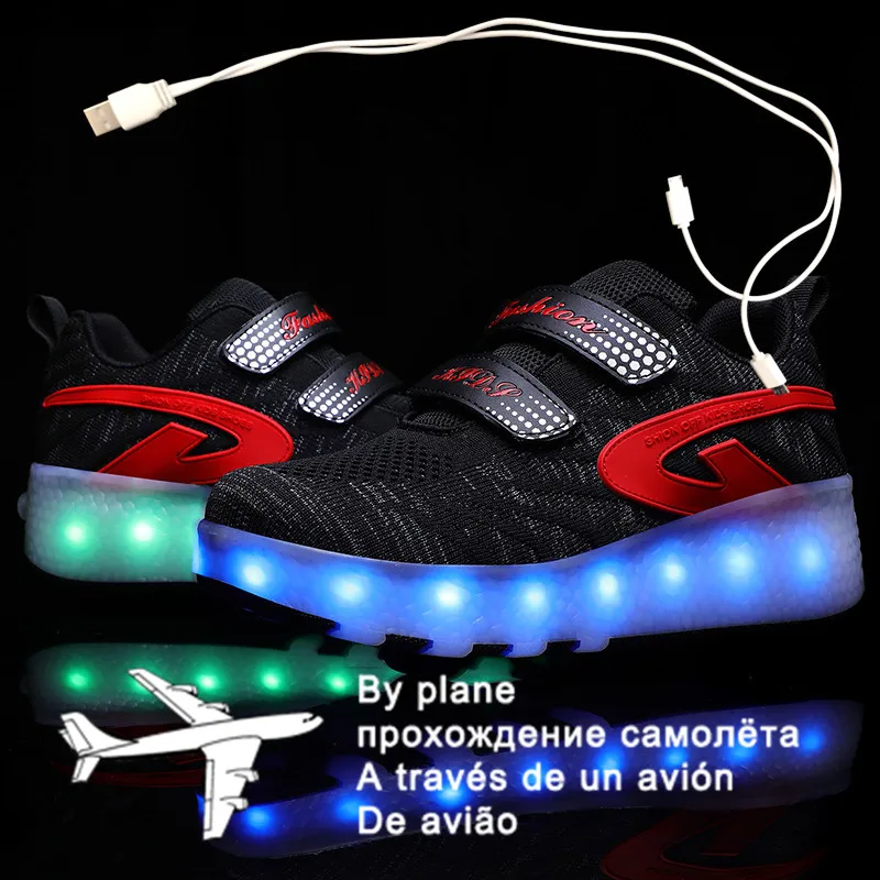 Two Wheels Luminous Sneakers Black Red Led Light Roller Skate Shoes for Children Kids Led Shoes Boys Girls Shoes Light Up 28-41
Two Wheels Luminous Sneakers Black Red Led Light Roller Skate Shoes for Children Kids Led Shoes Boys Girls Shoes Light Up 28-41