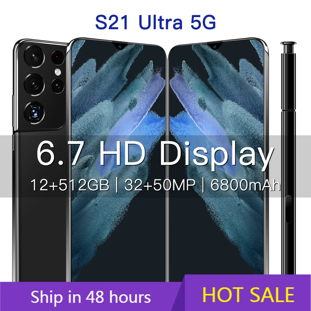 Smartphone Android S21U 12GB 512GB Celulares Octa Core HD Camera 6.7" Telephone 6800mAh Global Version 4G 5G Mobile Cell Phones
Smartphone Android S21U 12GB 512GB Celulares Octa Core HD Camera 6.7" Telephone 6800mAh Global Version 4G 5G Mobile Cell Phones
