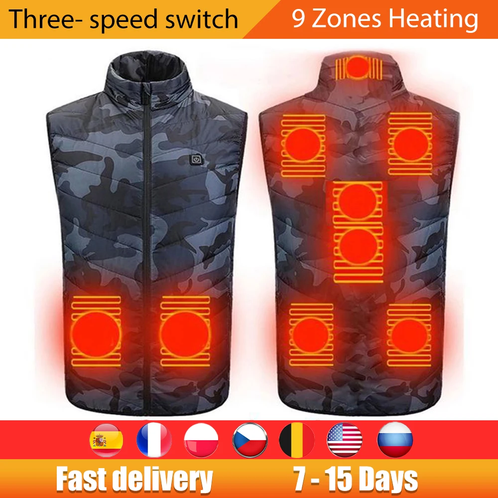 9 Zones Heated Vest Fashion Men Women Coat Outdoor Intelligent USB Electric Heating Thermal Warm Clothes Winter Sleeveless Vest
9 Zones Heated Vest Fashion Men Women Coat Outdoor Intelligent USB Electric Heating Thermal Warm Clothes Winter Sleeveless Vest
