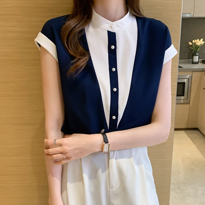 summer Fashion Contrast stitching Casual Ladies Shirts Women Loose Short Sleeve Korean style Blouse
summer Fashion Contrast stitching Casual Ladies Shirts Women Loose Short Sleeve Korean style Blouse