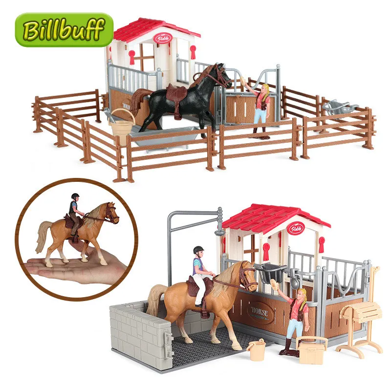 

Simulation Farm House Animal Figures Farmer Corral Fence Model Static Minifigures Horse Dolls Educational toy for children Gift